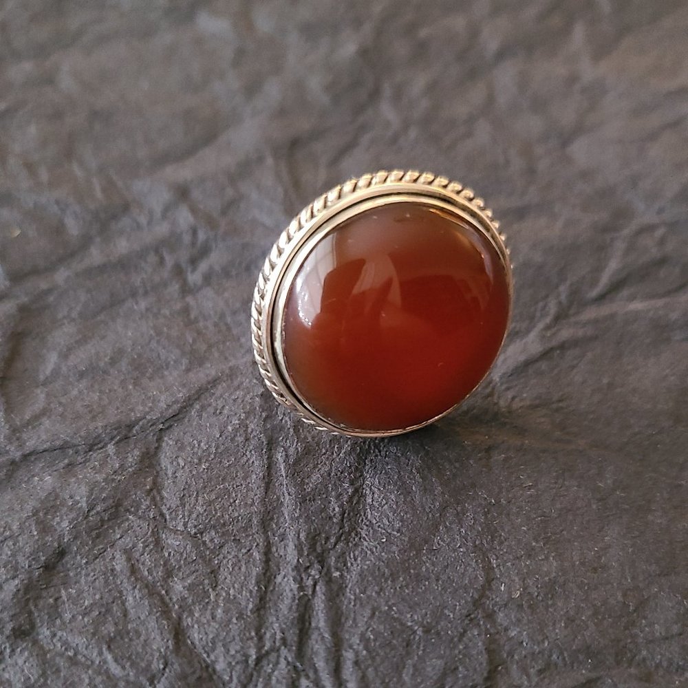 Oval Onyx chunky ring in Sterling Silver-Chunky ring-Boho jewelry